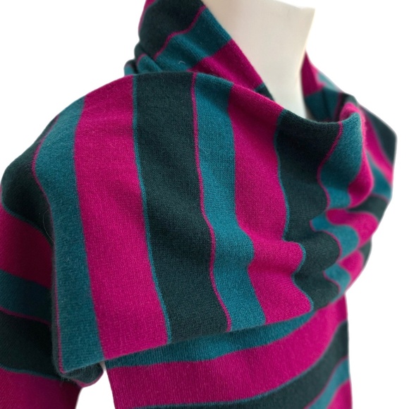 Hawico of Scotland Lambswool Striped Scarf 🇬🇧 – Magenta & Teal Double-Sided - Picture 3 of 13